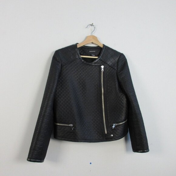 Club Monaco Kaylan Manteaux Moto Jacket Women Size 6 Black Quilted Full Zip 634 - Picture 1 of 12